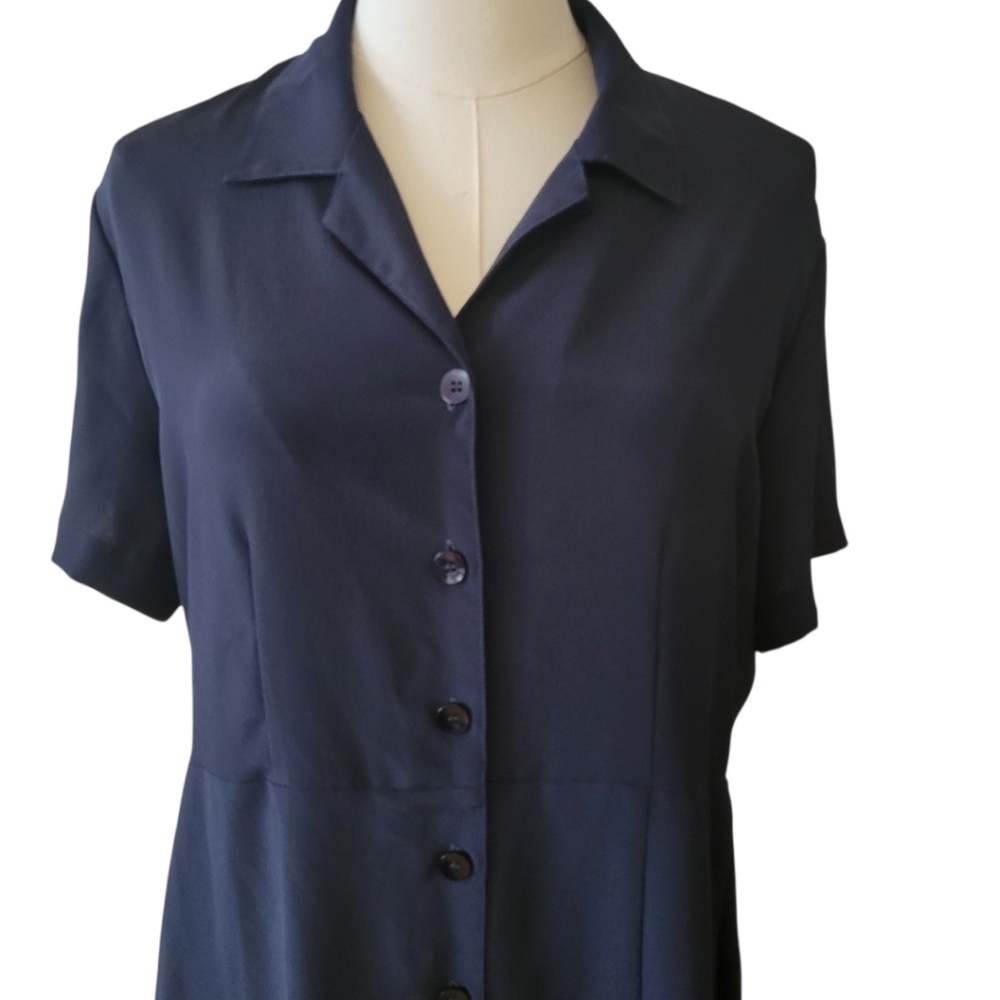 Travelsmith Navy Blue Crepe Maxi Dress‎ Size Medium - Picture 2 of 4